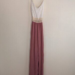 Pink and White Lacey Jumpsuit